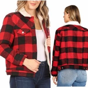 Plaid Red and Black Women's Jacket